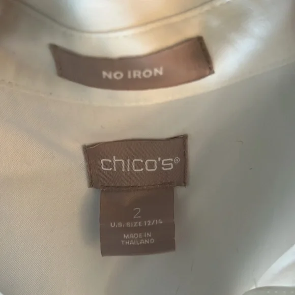 Chicos No Iron Blouse Size 2 White Cotton Button Down Shirt (2 12/14) - Picture 7 of 7